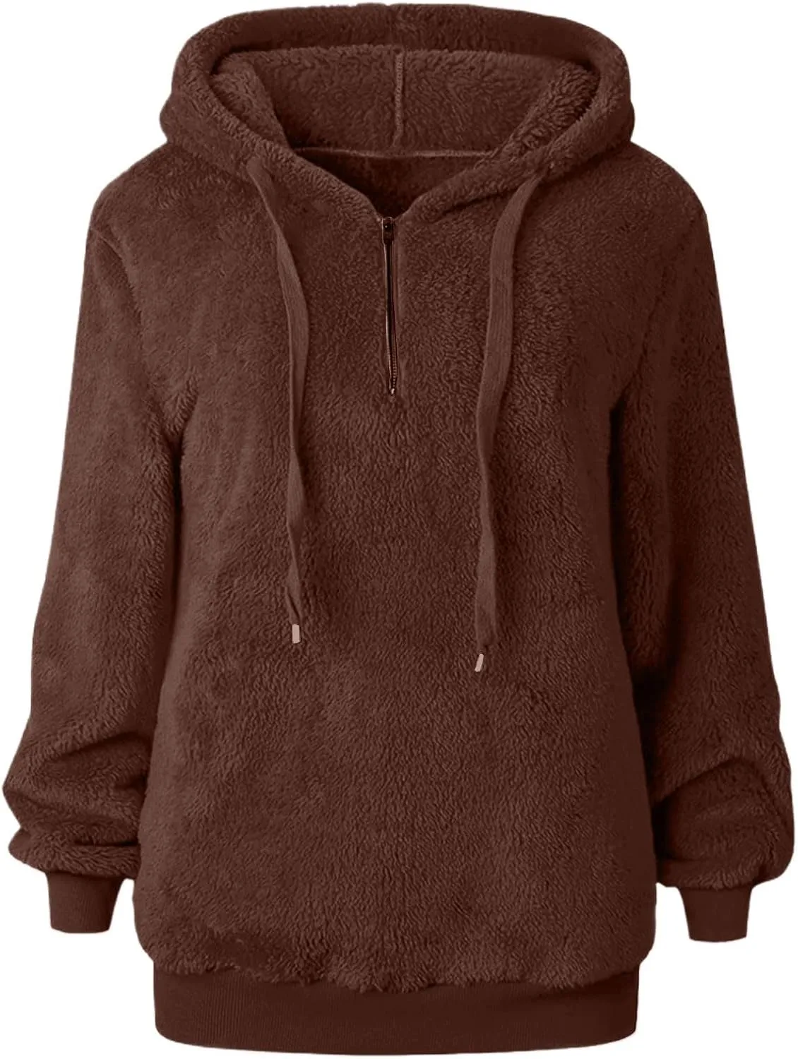 1/4 Zip Up Hoodie Women Fleece Sweatshirts Soft Fuzzy Jackets Sherpa Pullover Oversized Plain
