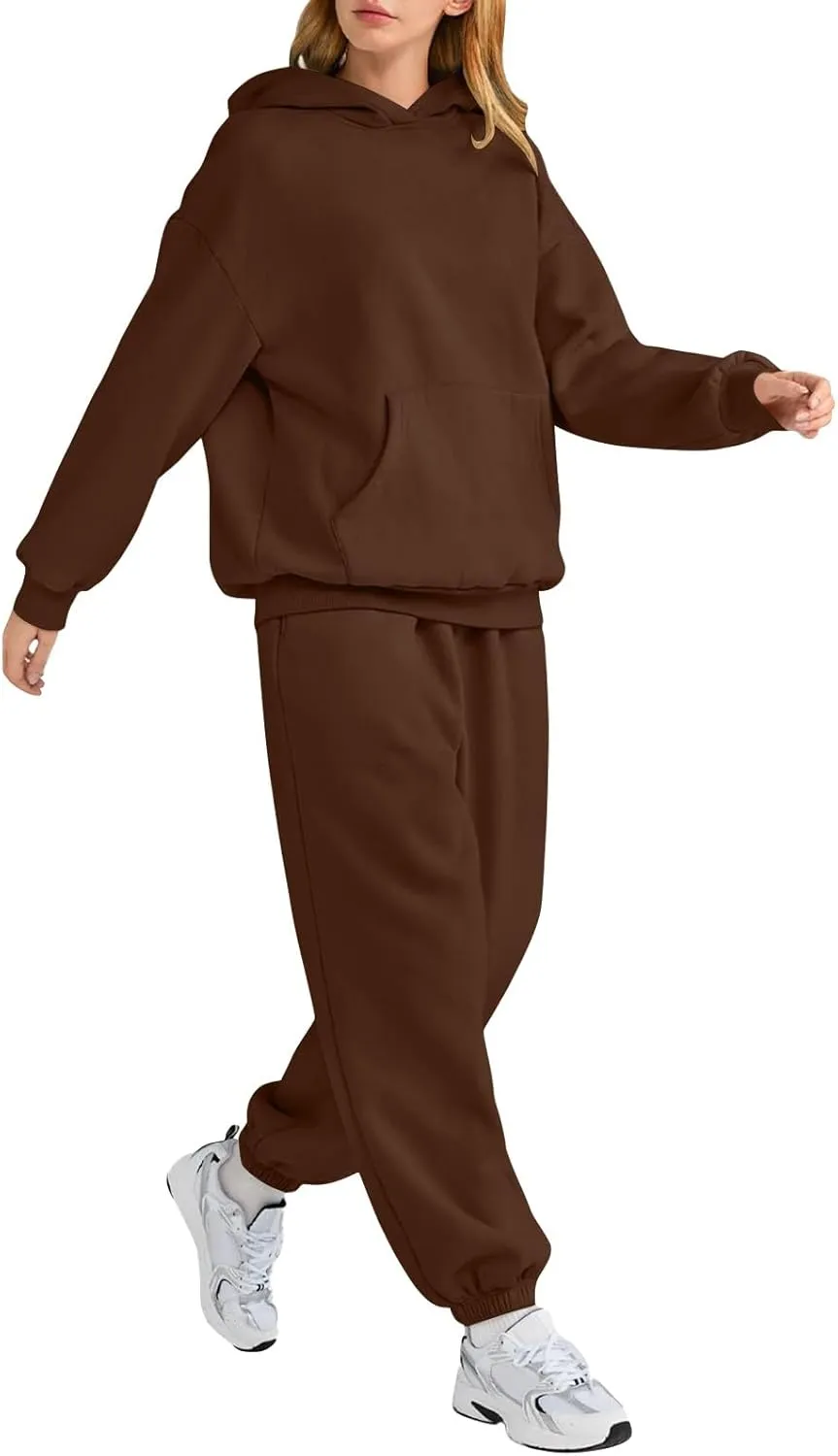 2 Piece Sets for Women Long Sleeve Solid Outfits Oversized Sweatshirt Fall Sweatsuit Sets with Sweatpants Sets
