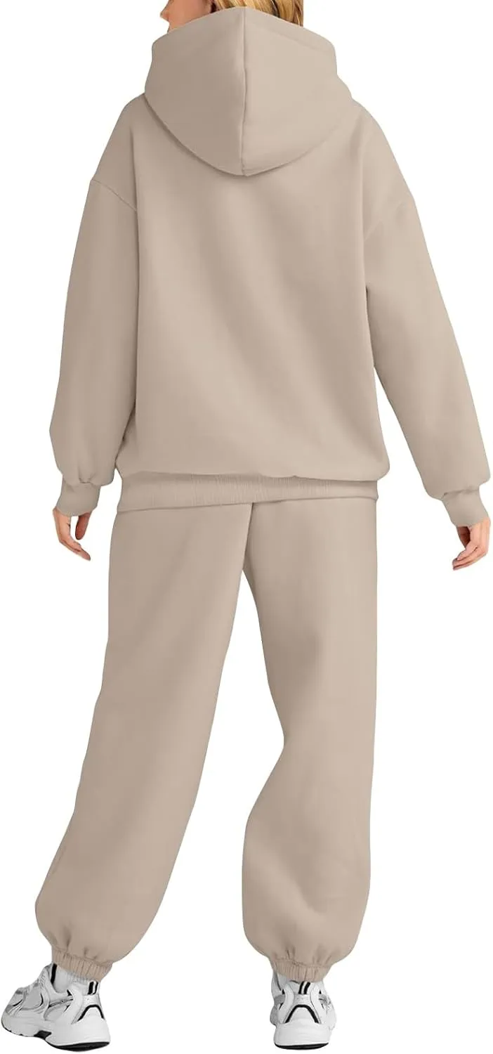 2 Piece Sets for Women Long Sleeve Solid Outfits Oversized Sweatshirt Fall Sweatsuit Sets with Sweatpants Sets