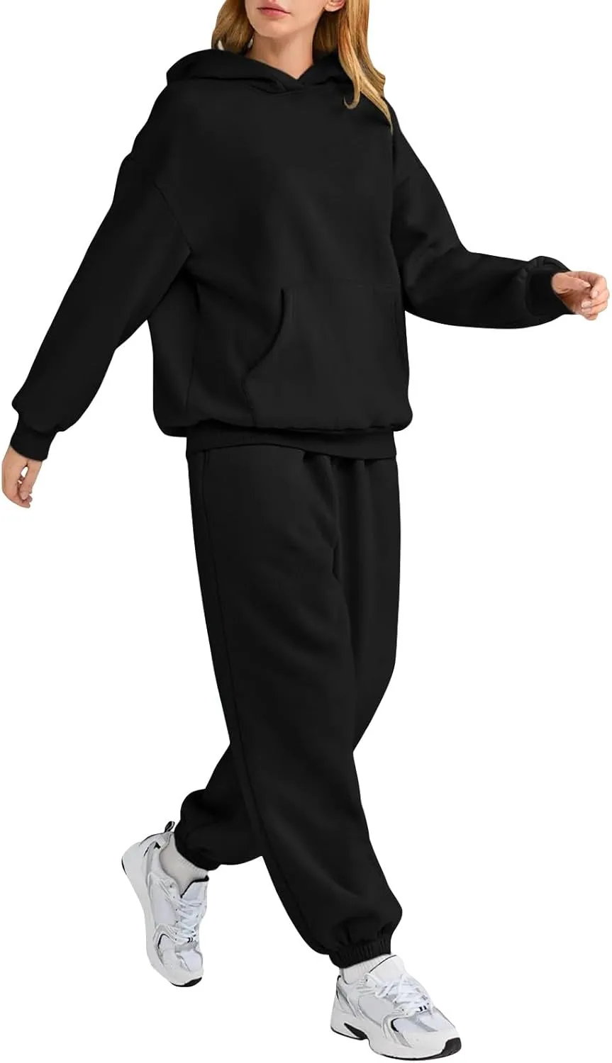 2 Piece Sets for Women Long Sleeve Solid Outfits Oversized Sweatshirt Fall Sweatsuit Sets with Sweatpants Sets