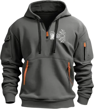2024 Tactical Hoodies For Men Quarter Zip Pullover Vintage Workout Hoodies With Pockets Military Tactical Sweatshirts