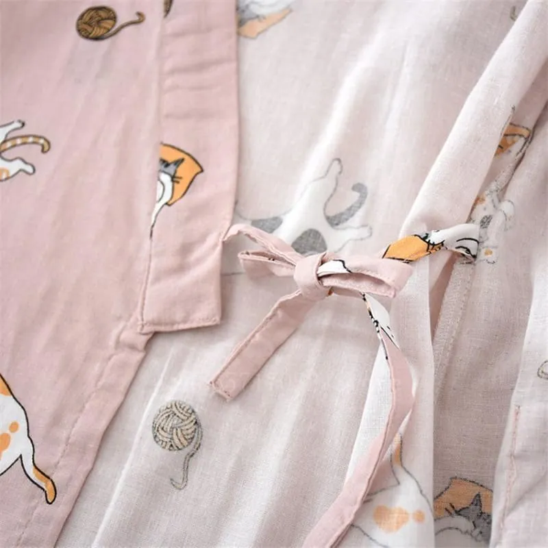 2PCS Kawaii Cat Printed Pajamas Set BE012