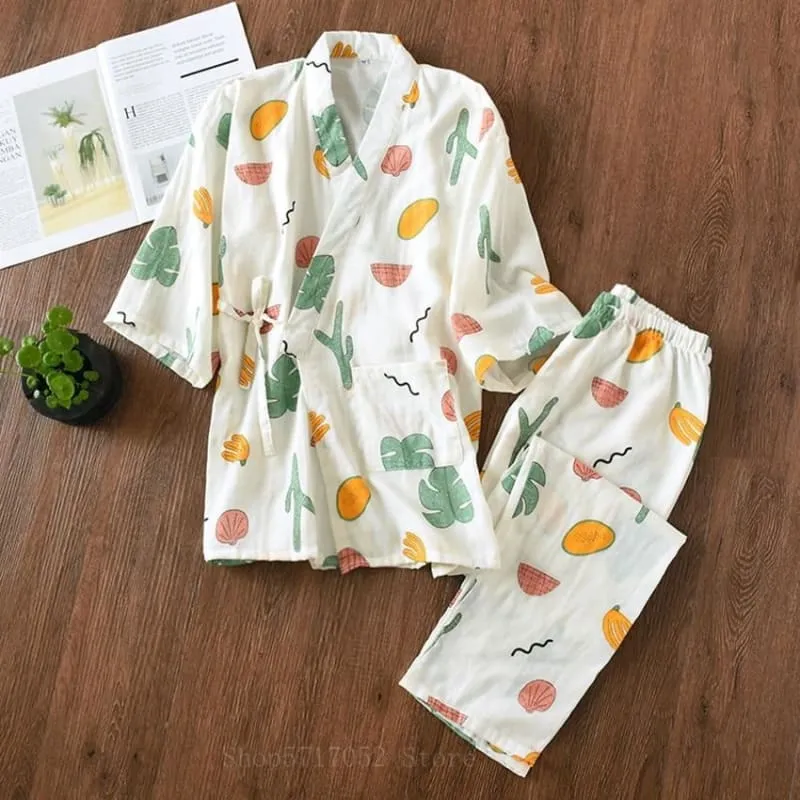 2PCS Kawaii Cat Printed Pajamas Set BE012