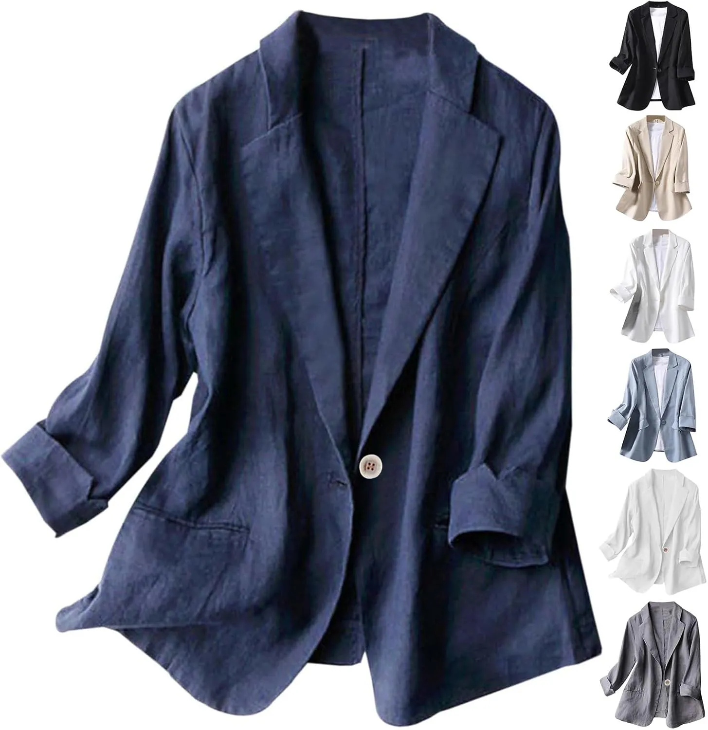 3/4 Sleeve Blazer for Women Lightweight Open Front Blazers Casual Work Office Business Suit Jackets Summer Tops