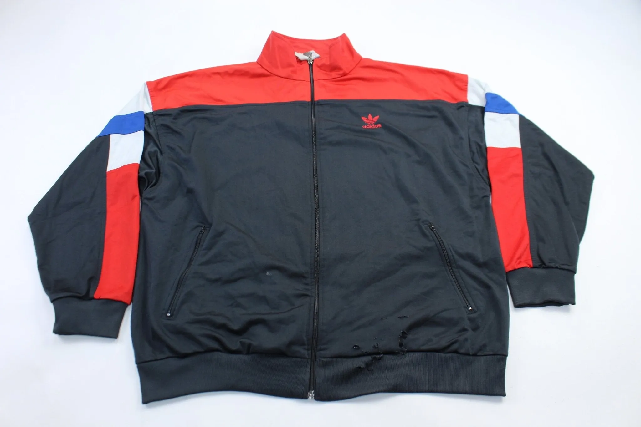 80's Adidas Embroidered Logo Red, Blue, & White Jacket