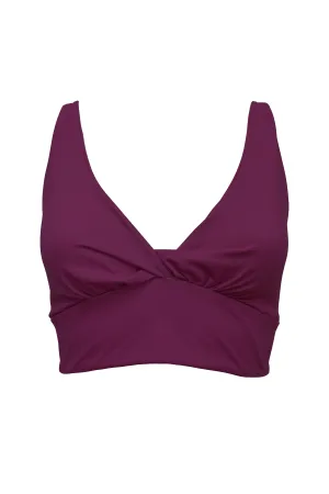 Ada Organic Cotton Twist Around Sports Bra - Plum