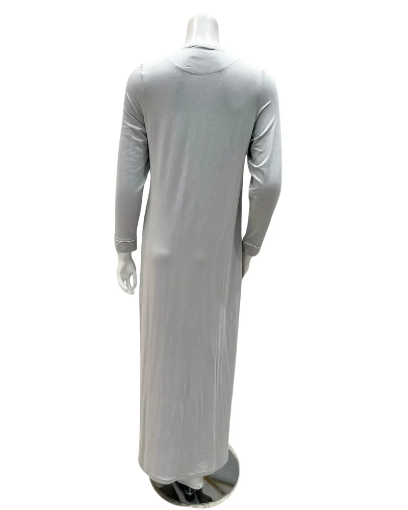 AK846GY Grey Hotel Style Button Down Modal Nightgown