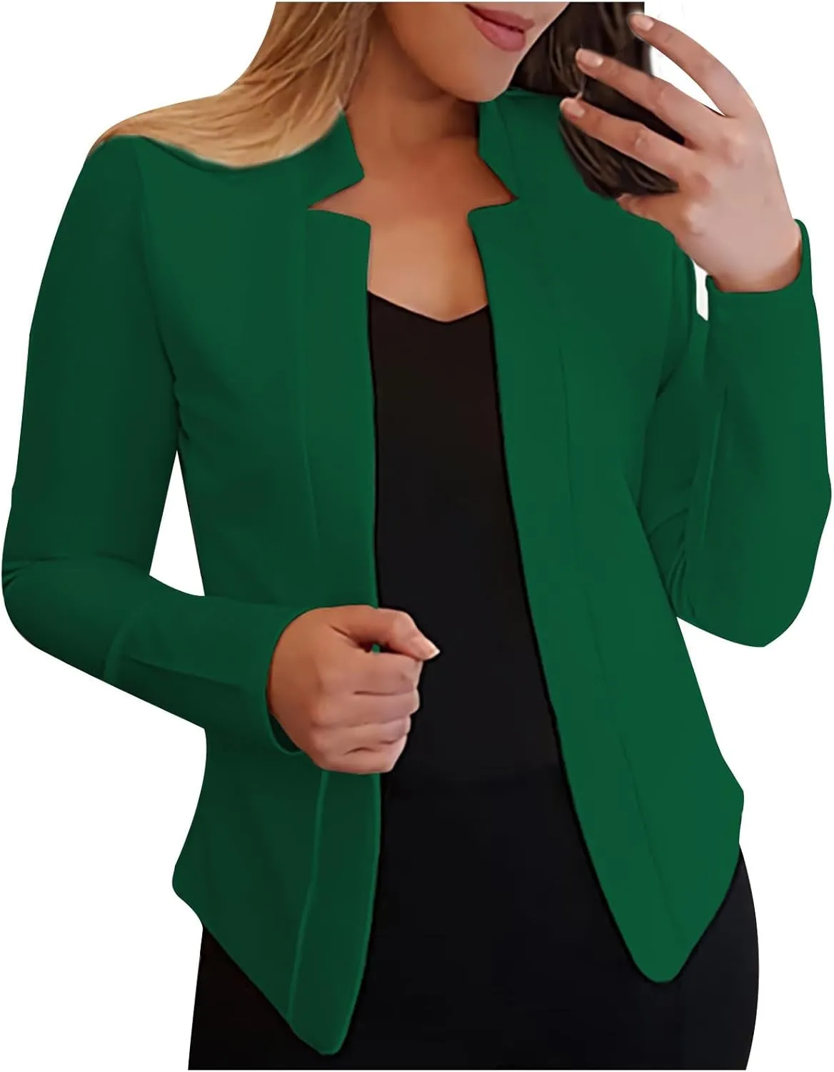 Akklian Blazers for Women Business Casual Plus Size Crop Tops Open Front Long Sleeve Cardigan Coat Suit Jackets Formal Dress