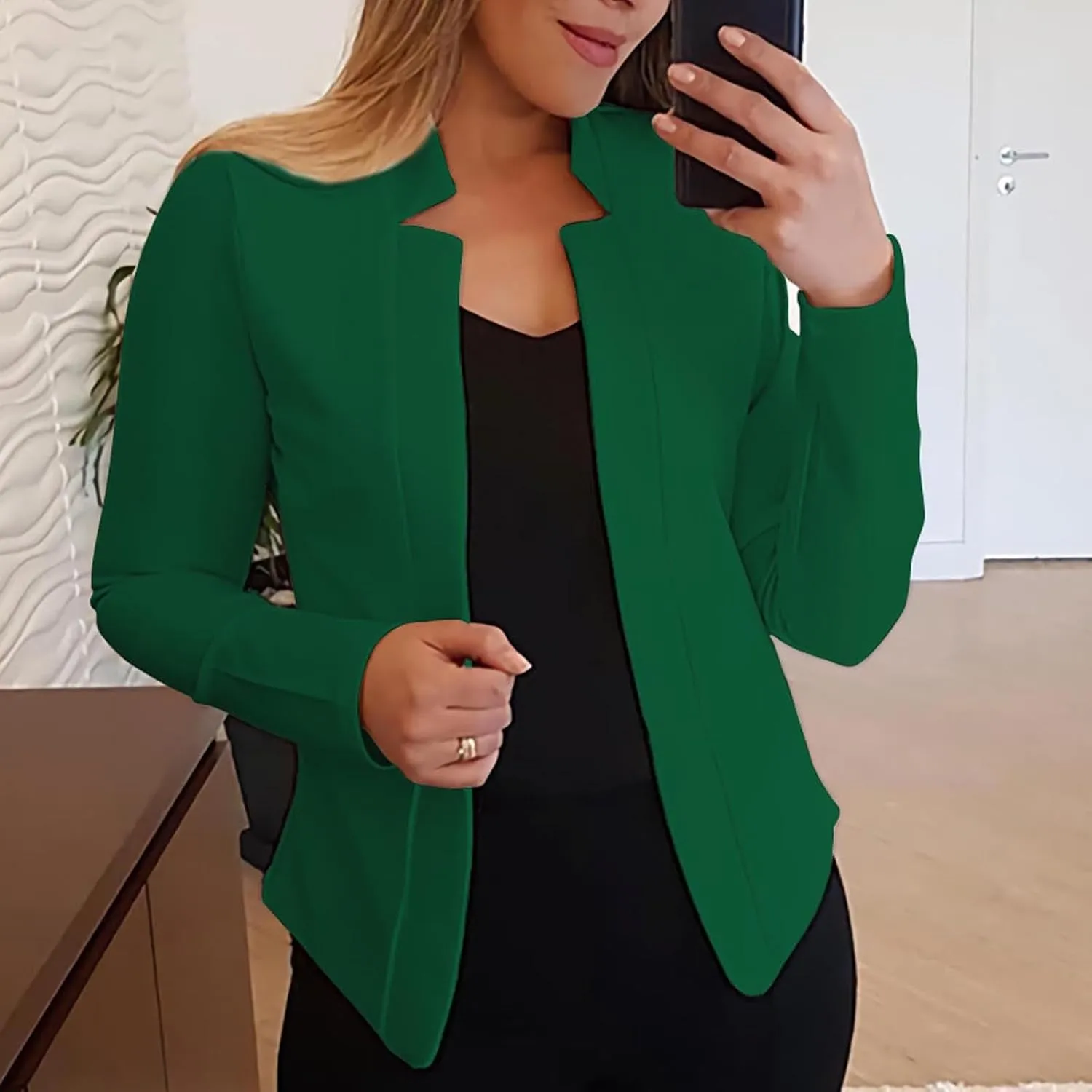 Akklian Blazers for Women Business Casual Plus Size Crop Tops Open Front Long Sleeve Cardigan Coat Suit Jackets Formal Dress