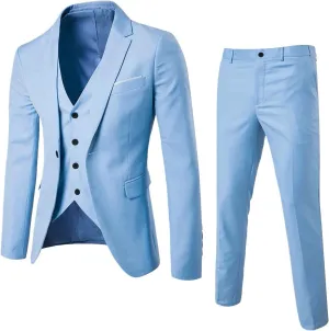 Alalaso 3 Piece Suit Men Slim Fit Wedding Suits for Mens Elegant 2 Button Jacket Single Breasted Vest Pants Sets