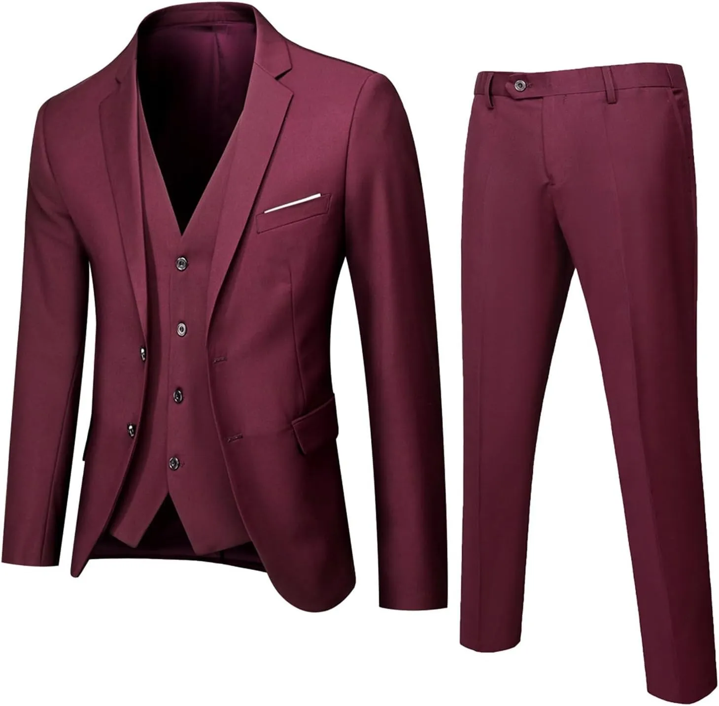 Alalaso 3 Piece Suit Men Slim Fit Wedding Suits for Mens Elegant 2 Button Jacket Single Breasted Vest Pants Sets