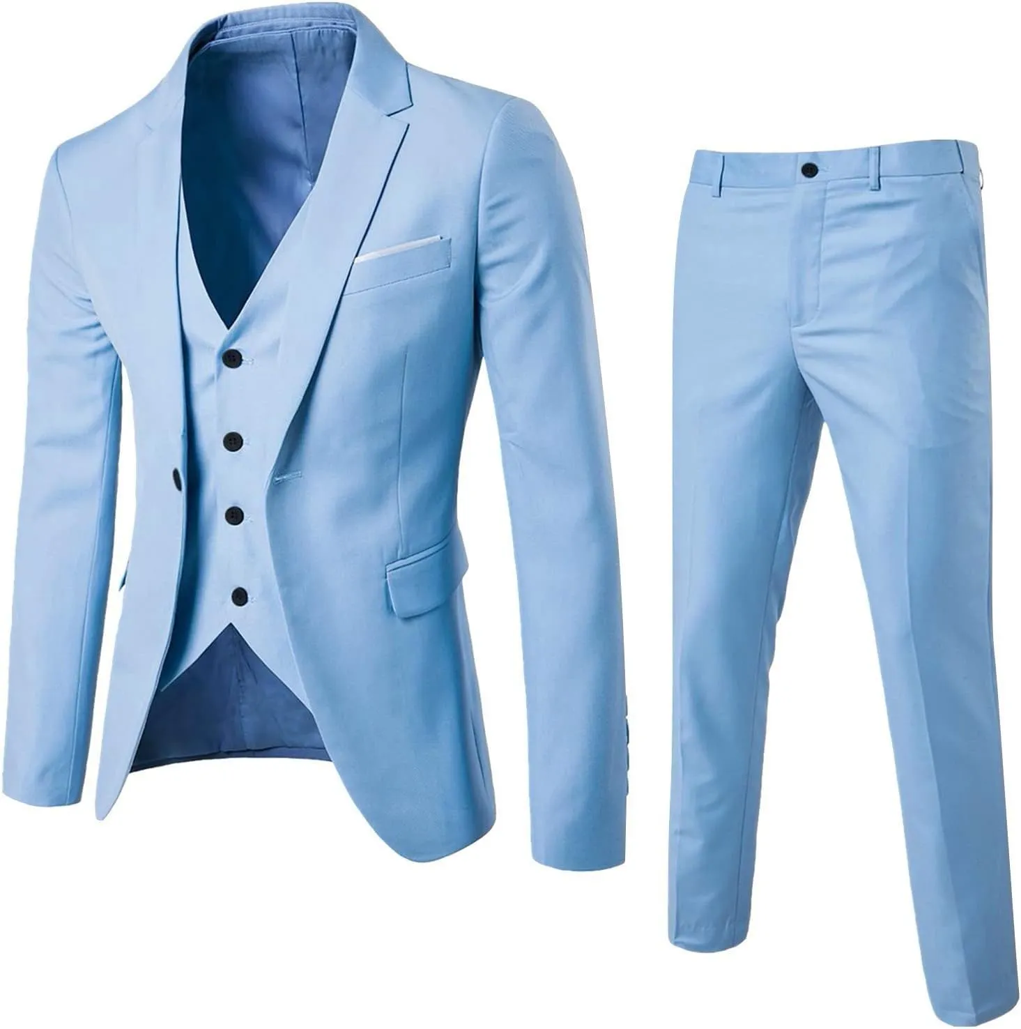 Alalaso 3 Piece Suit Men Slim Fit Wedding Suits for Mens Elegant 2 Button Jacket Single Breasted Vest Pants Sets