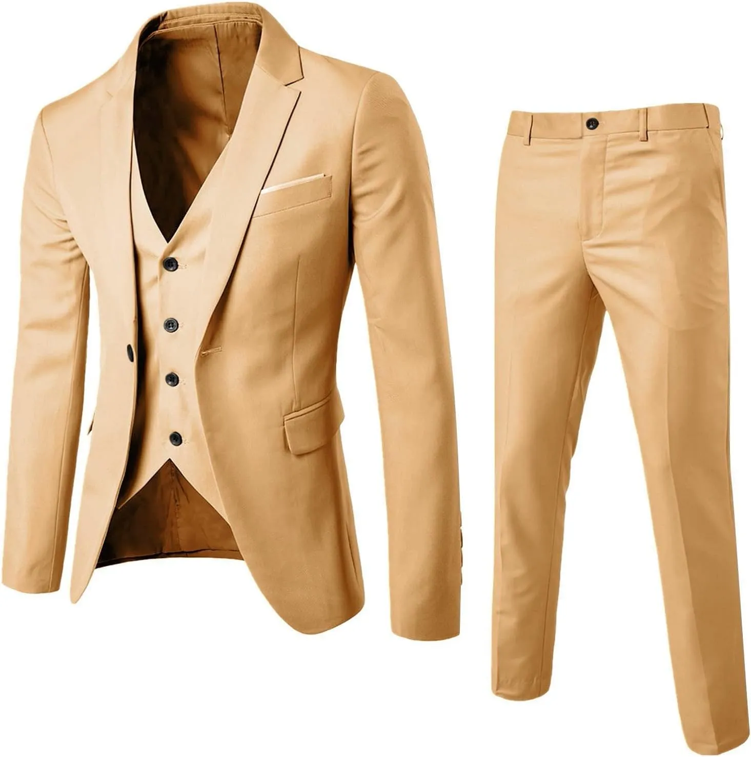 Alalaso 3 Piece Suit Men Slim Fit Wedding Suits for Mens Elegant 2 Button Jacket Single Breasted Vest Pants Sets