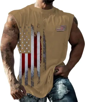 American Flag Tank Top Mens 4th of July Patriotic USA Sleeveless Graphic Muscle Shirts Summer Workout Gym Funny Tanks