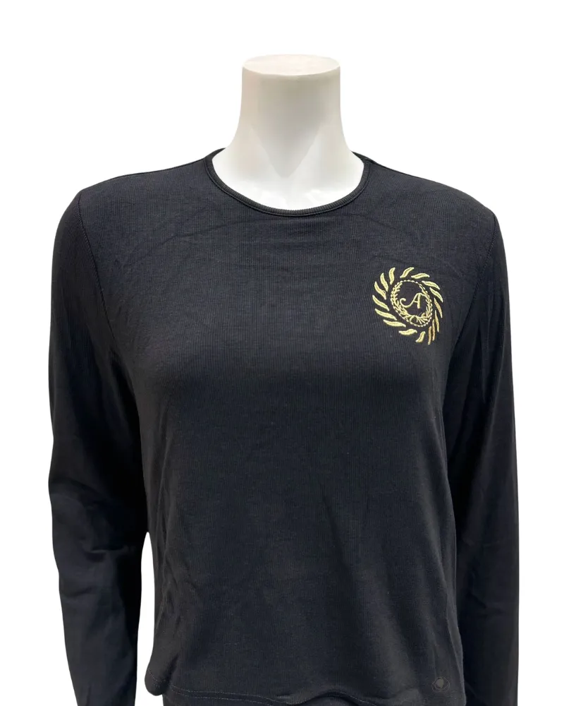Angelice Black Logo Ribbed Modal Nursing Nightgown