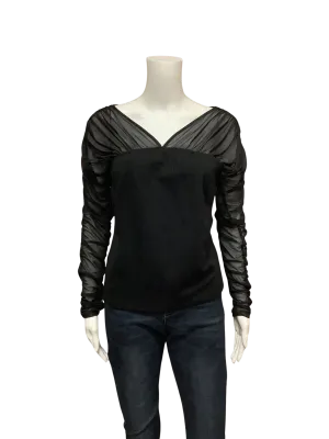Anthropologie Maeve Women's Top Black Sheer Sleeves Size: S