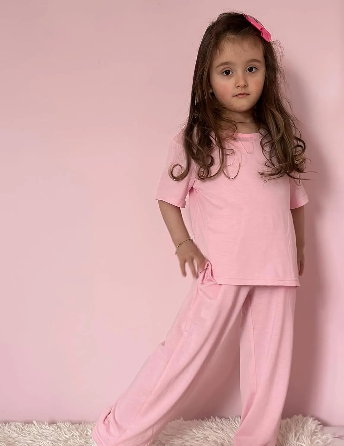 Arshiner Girls Pajama Set 3 Piece Short Sleeve Sleepwear Soft Cute Pjs Outfits