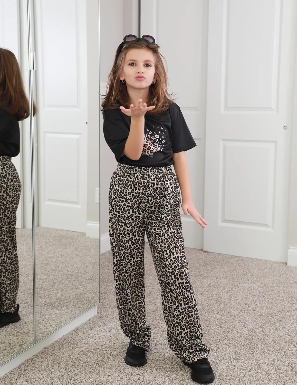 Arshiner Girls Pajama Set 3 Piece Short Sleeve Sleepwear Soft Cute Pjs Outfits