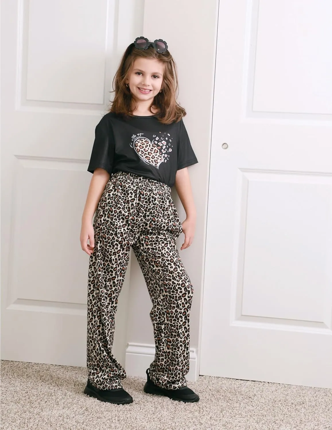 Arshiner Girls Pajama Set 3 Piece Short Sleeve Sleepwear Soft Cute Pjs Outfits
