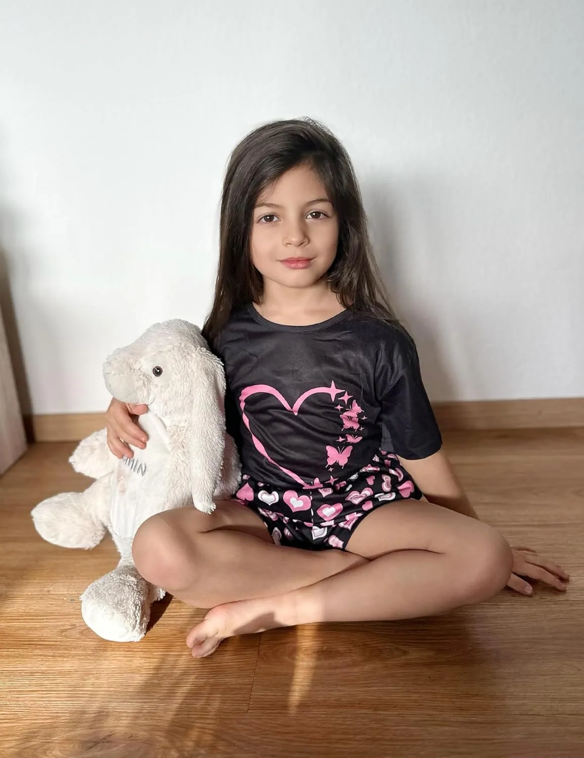 Arshiner Girls Pajama Set 3 Piece Short Sleeve Sleepwear Soft Cute Pjs Outfits