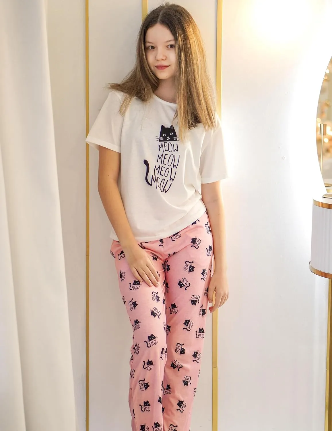 Arshiner Girls Pajama Set 3 Piece Short Sleeve Sleepwear Soft Cute Pjs Outfits