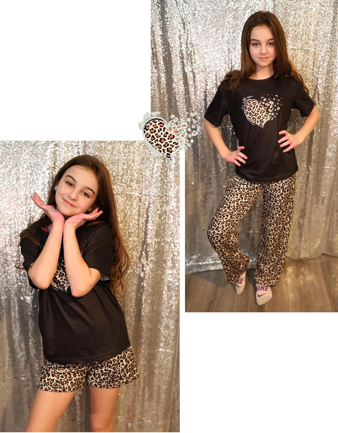 Arshiner Girls Pajama Set 3 Piece Short Sleeve Sleepwear Soft Cute Pjs Outfits