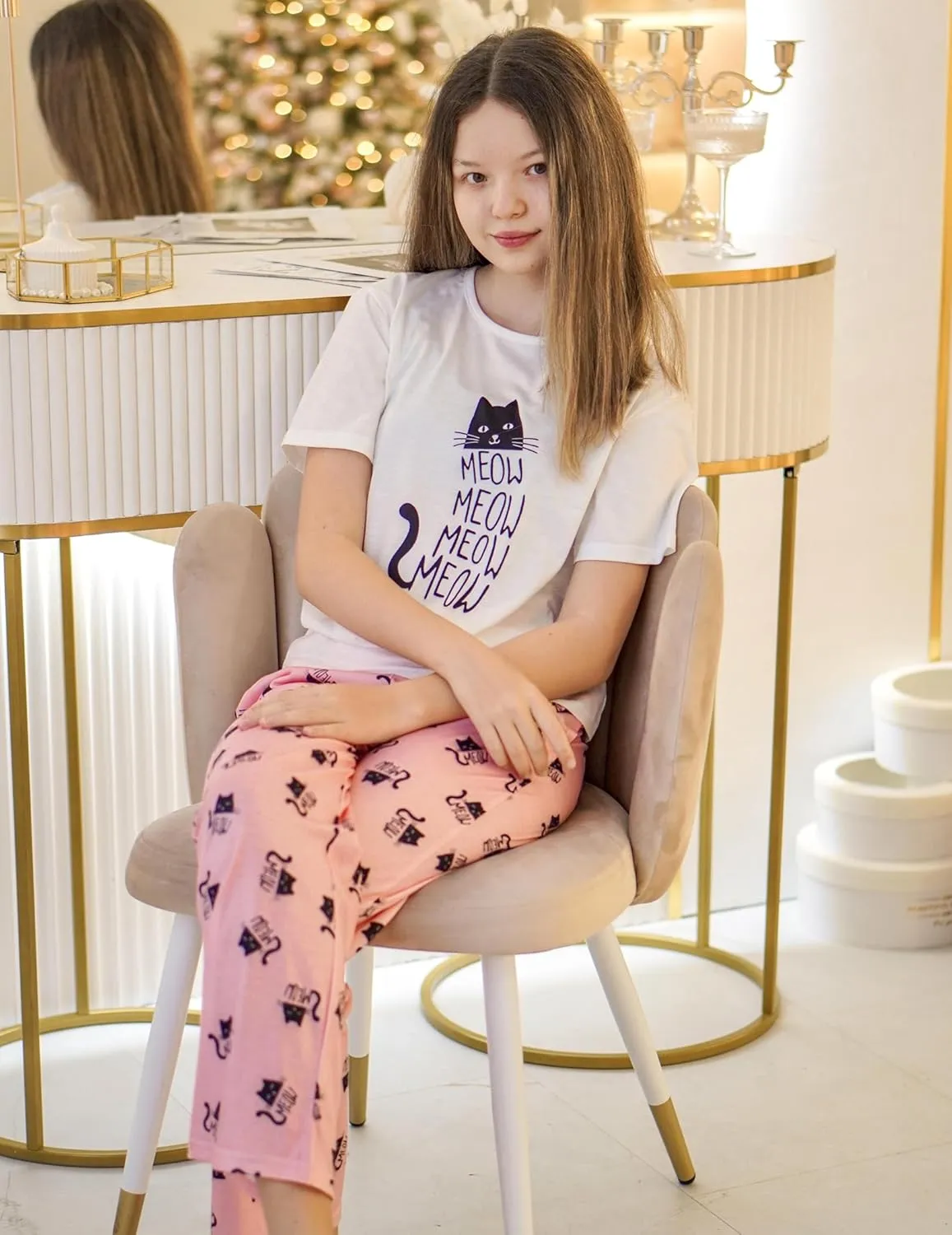 Arshiner Girls Pajama Set 3 Piece Short Sleeve Sleepwear Soft Cute Pjs Outfits
