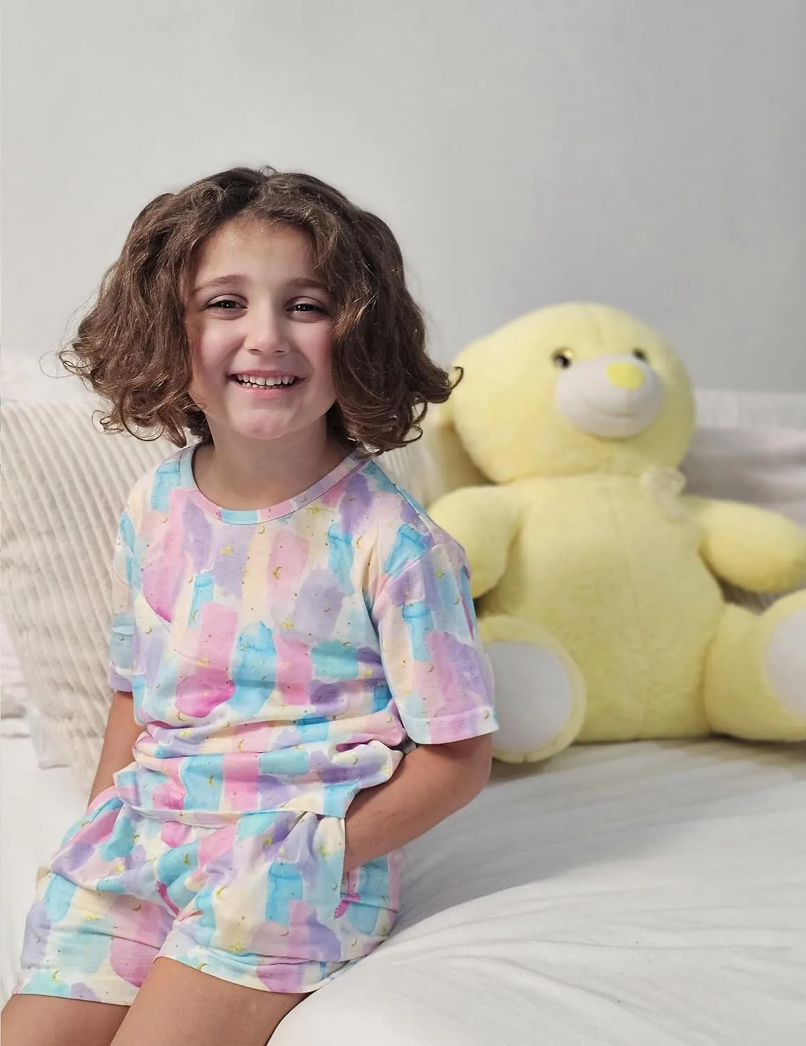 Arshiner Girls Pajama Set 3 Piece Short Sleeve Sleepwear Soft Cute Pjs Outfits