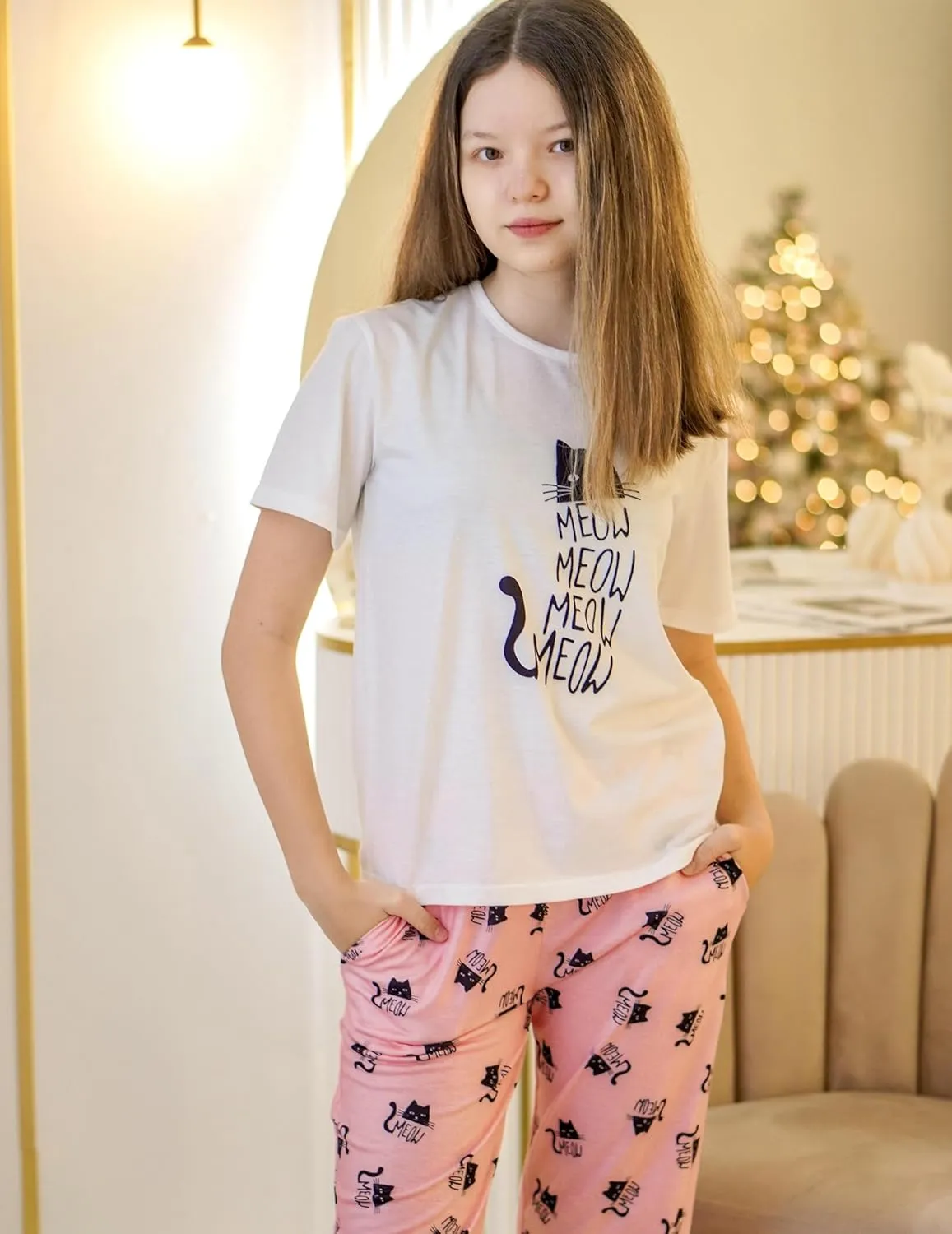 Arshiner Girls Pajama Set 3 Piece Short Sleeve Sleepwear Soft Cute Pjs Outfits
