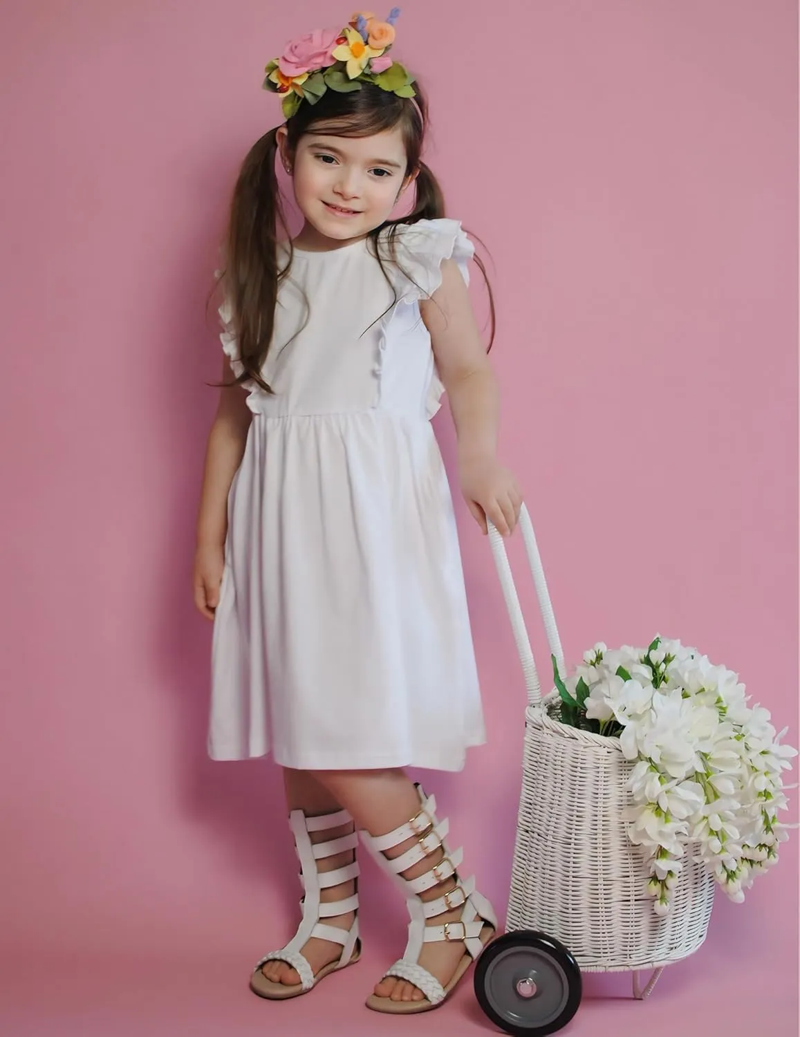 Arshiner Toddler Girls Dresses Ruffle Sleeve Dress
