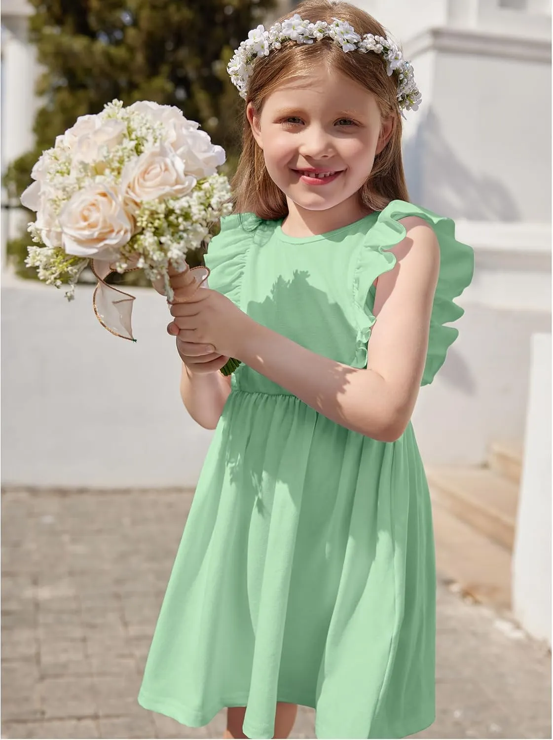 Arshiner Toddler Girls Dresses Ruffle Sleeve Dress