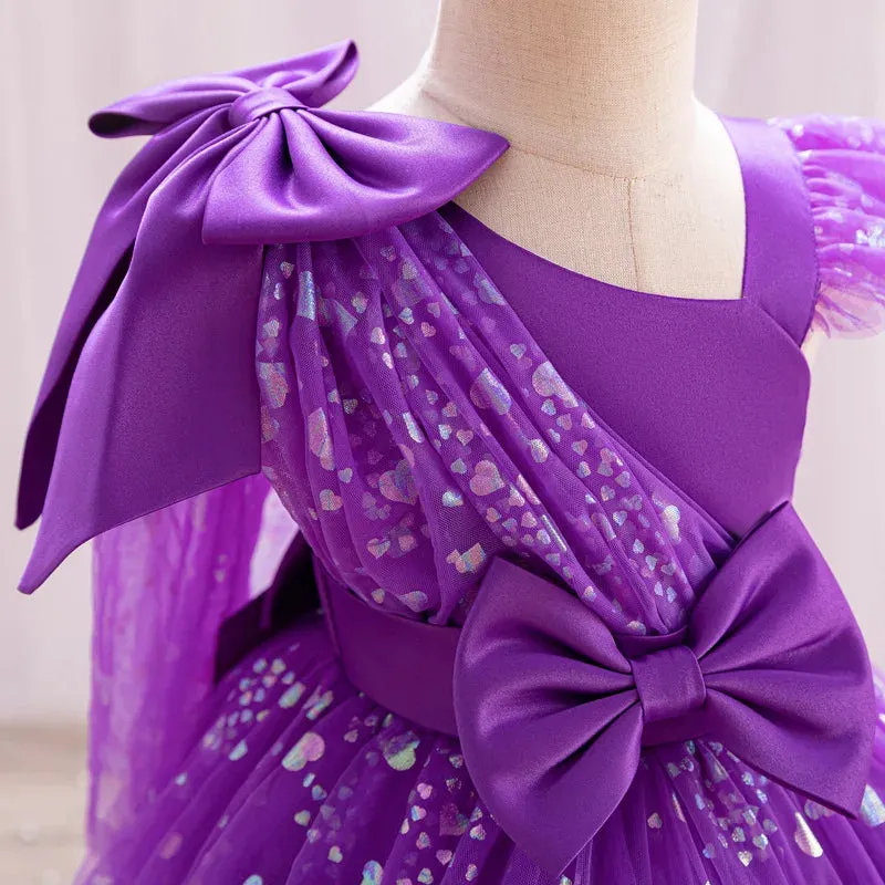 Baby Girl Elegant Bow Sequins Evening Party Dresses