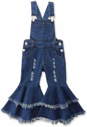 Baby Girls Denim Overalls Bell Bottom Kid Children Fashioned Flared Pants Jeans Baby Girl Clothes