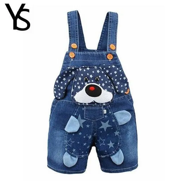 Baby Jeans Overall With Cute Animal Face