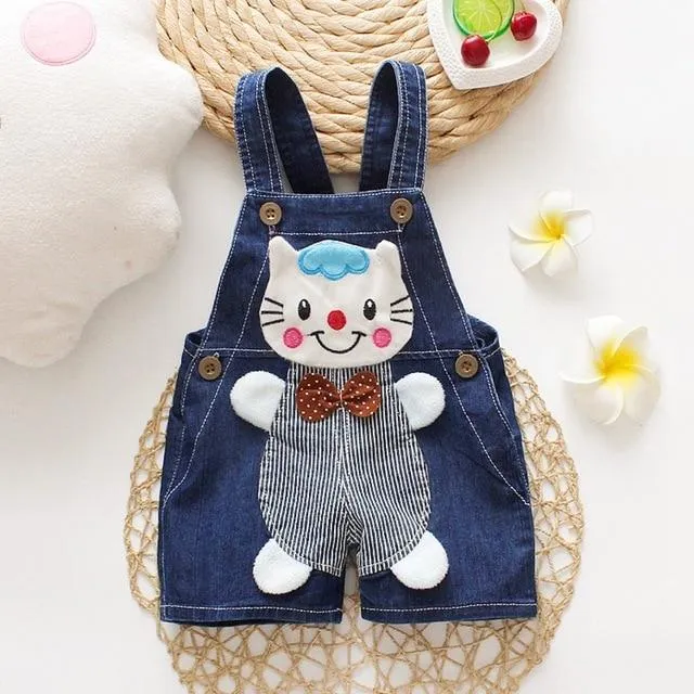 Baby Jeans Overall With Cute Animal Face