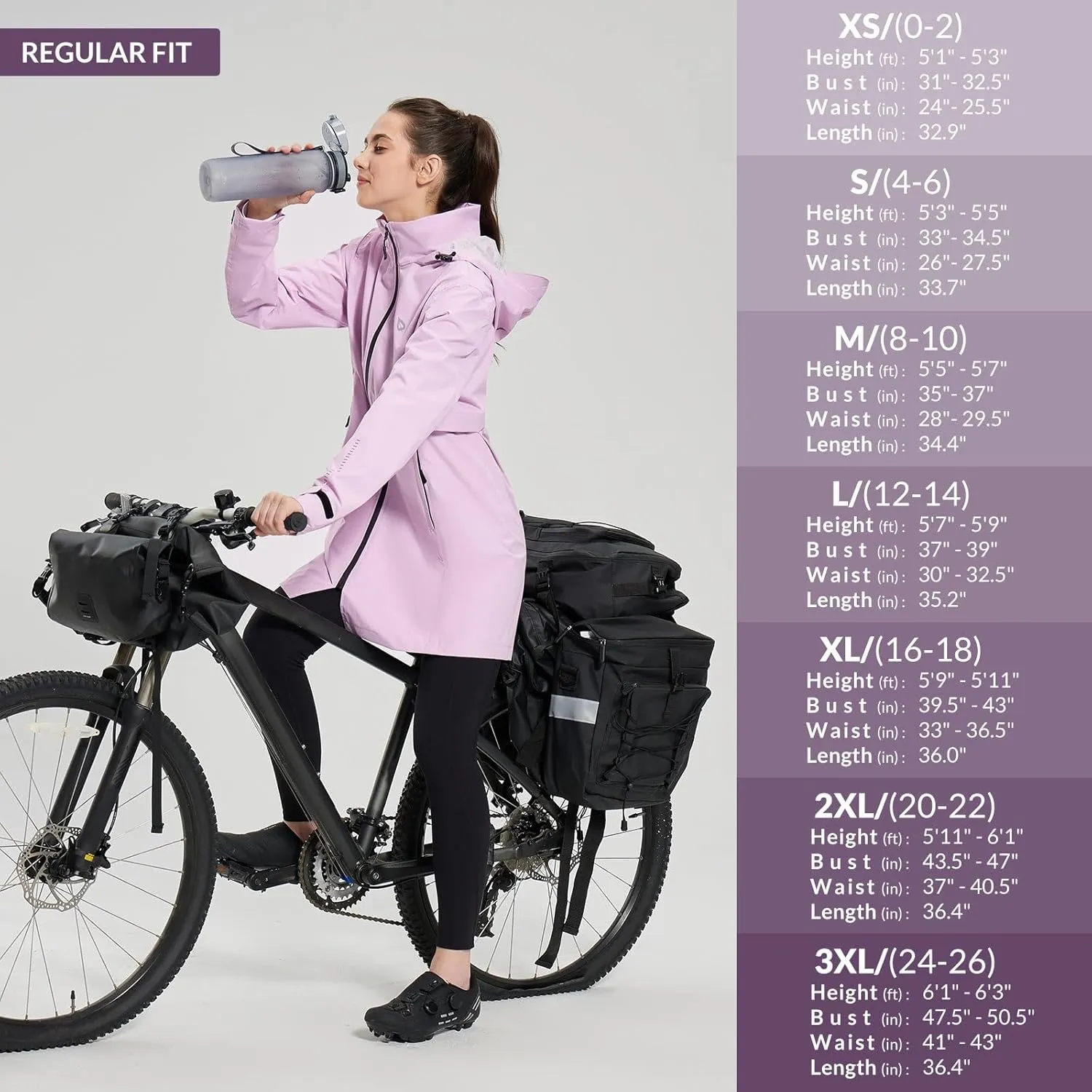baleaf Women's Long Rain Coat Packable Waterproof Windbreaker Lightweight Cycling Jacket with Hood