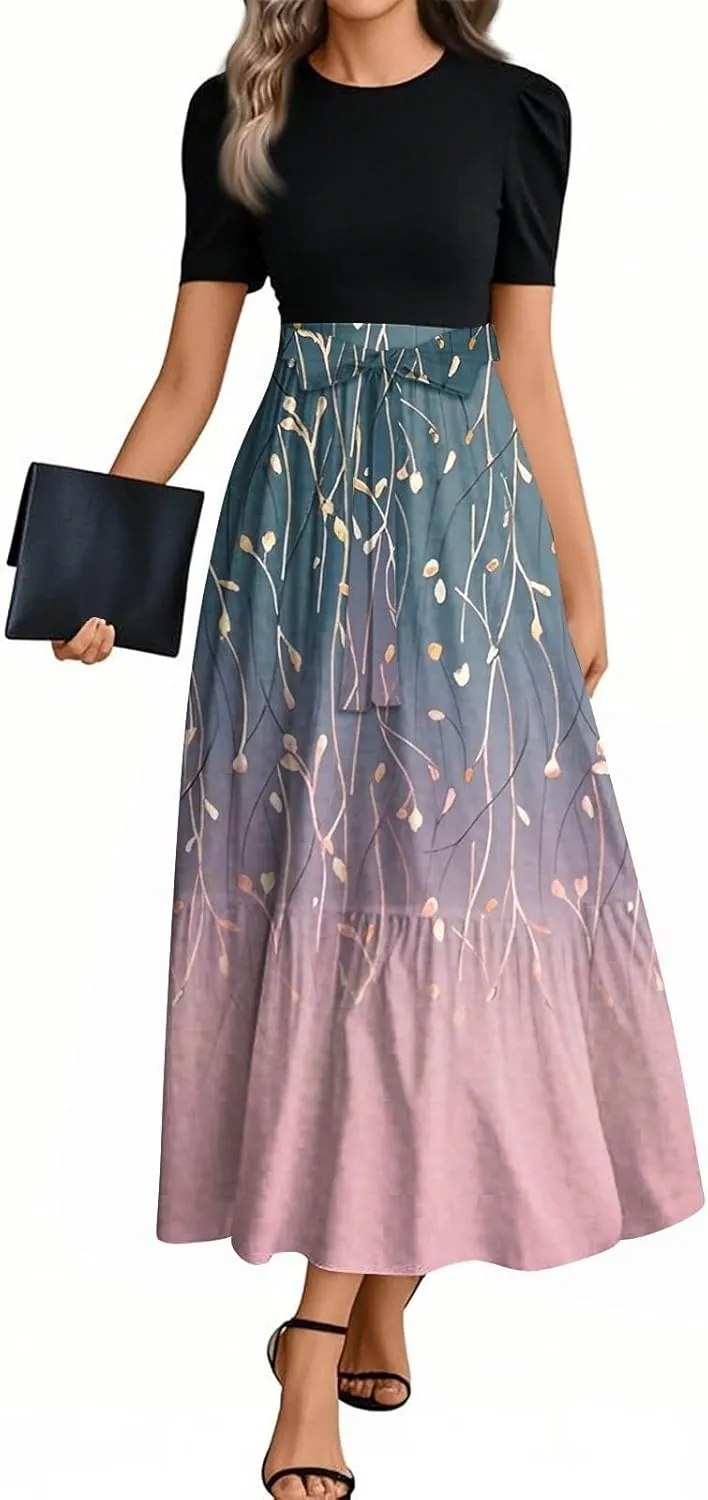 Beach Trendy Dresses for Women, 2025 Floral Print Maxi Jumpsuits for Women Spring Bow High Waisted Womens Romper