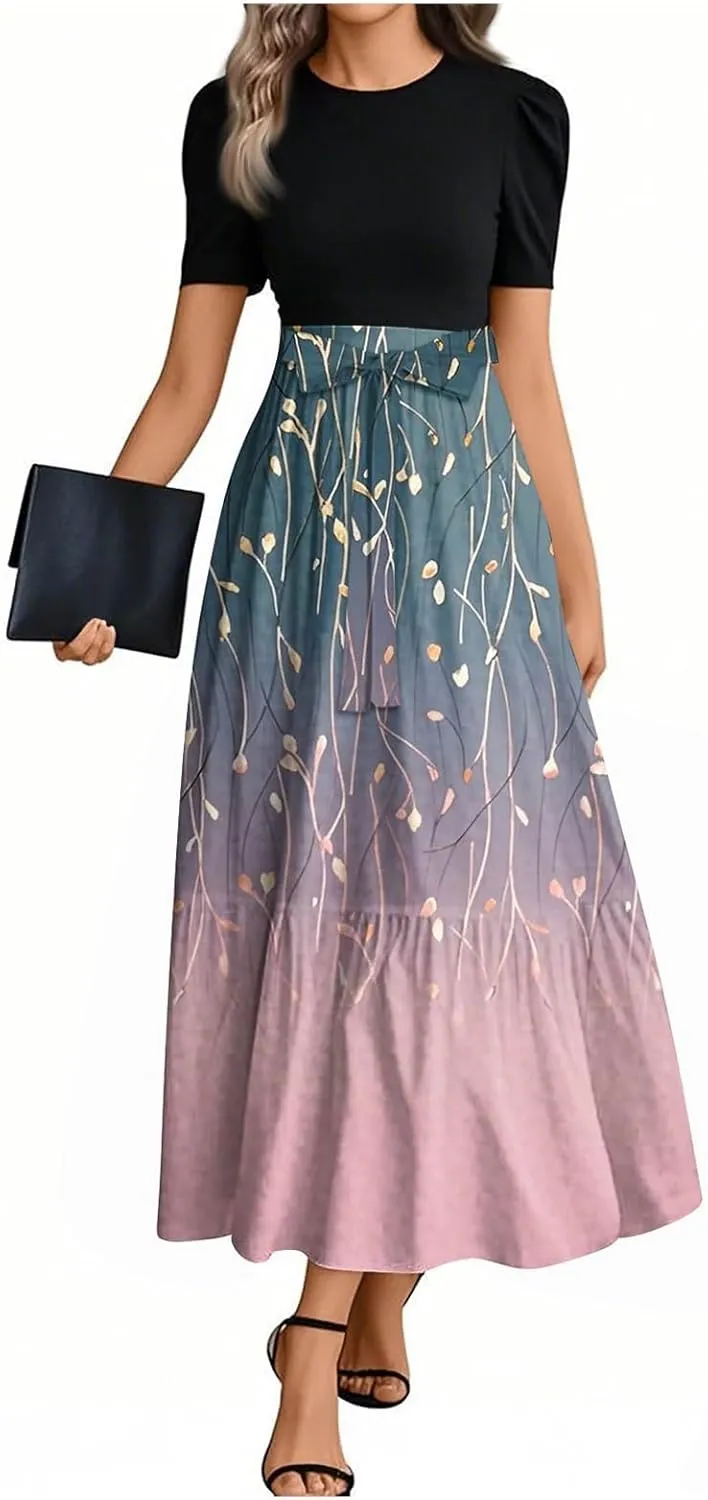 Beach Trendy Dresses for Women, 2025 Floral Print Maxi Jumpsuits for Women Spring Bow High Waisted Womens Romper