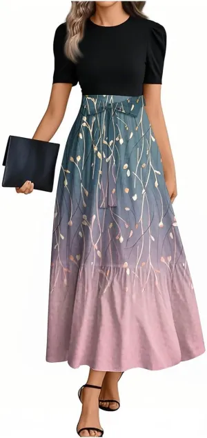 Beach Trendy Dresses for Women, 2025 Floral Print Maxi Jumpsuits for Women Spring Bow High Waisted Womens Romper