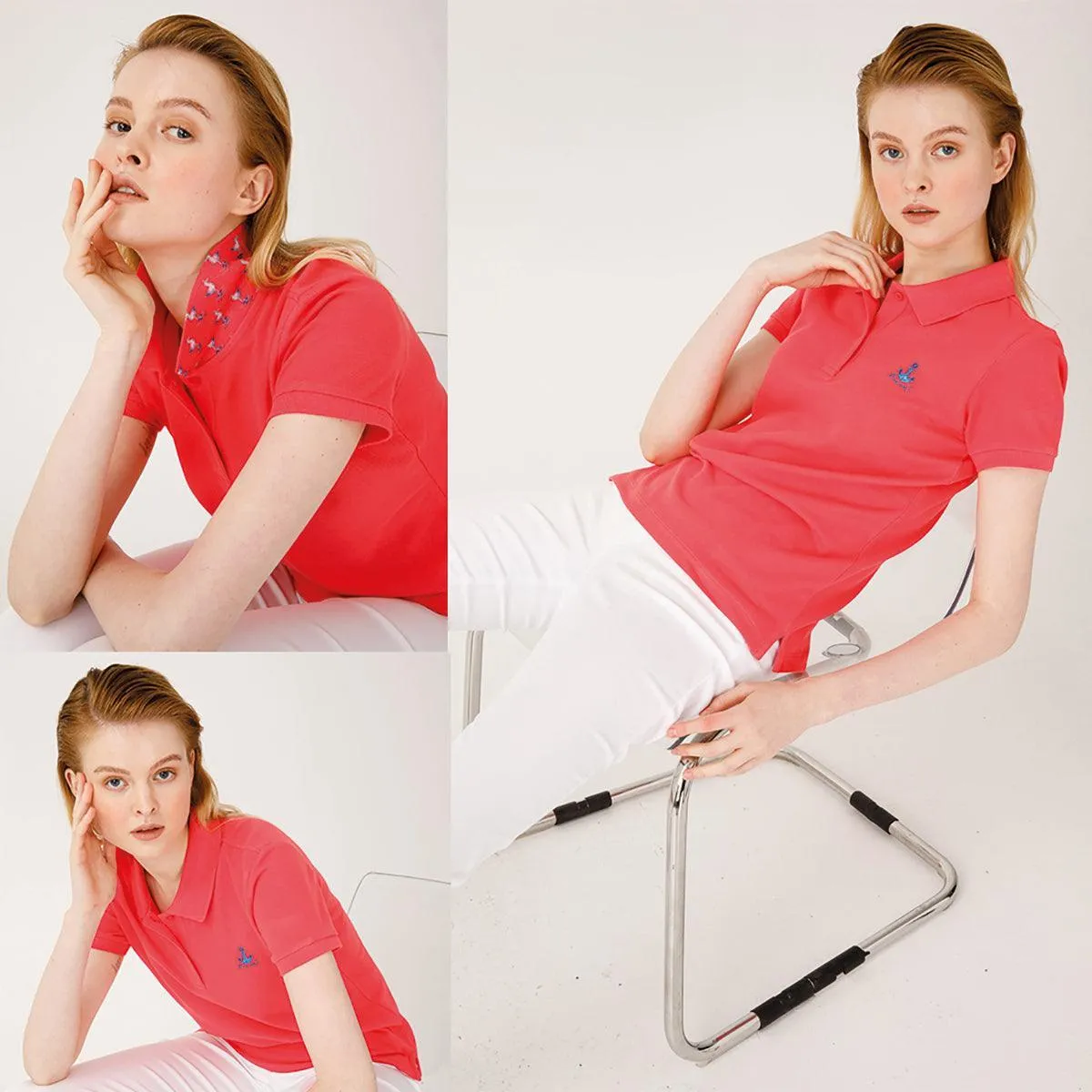Biggdesign Anemoss Seagull Women's Polo Collar T-shirt, Short Sleeve