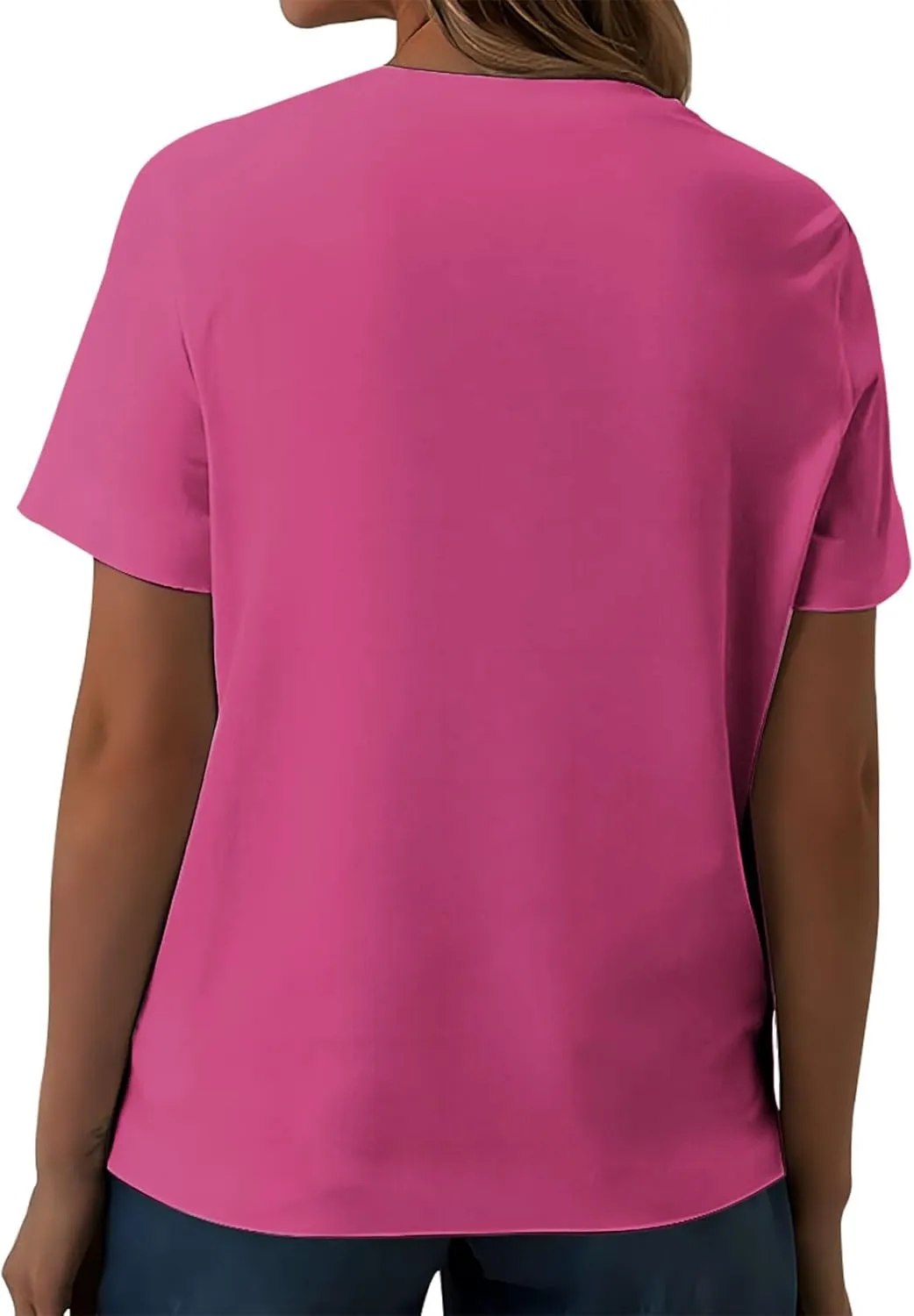 Blouses for Women Business Casual Short Sleeve V Neck Buttons Shirts Summer Slim Fit Solid Tunic Tops Trendy Clothes