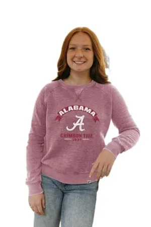 Blue 84 Women's Standard NCAA Officially Licensed Crewneck Sweatshirt Burnout Vintage Scholar, Team Color