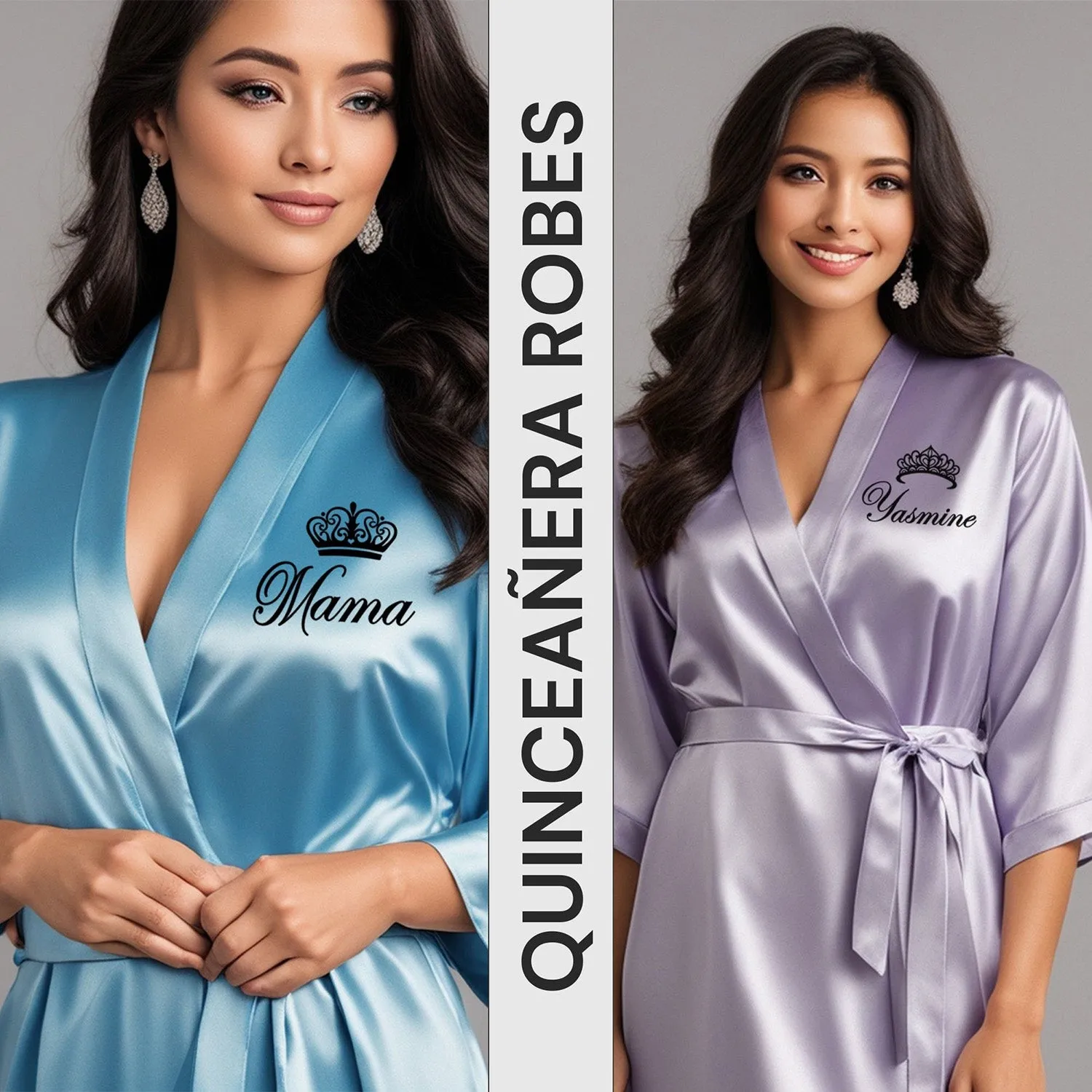 Bright Pink Mis Quince Años Robes, Pretty Quinceañera Robes, Robes for Mama de Quince | Quinceañera Gift