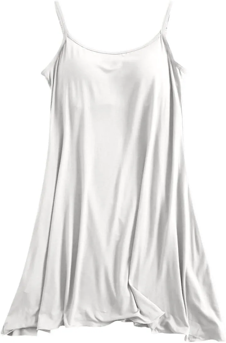 Built-in Bra Cami Nightgown for Women Soft Modal Camisole Sleepwear Summer Adjustable Spaghetti Strap Sleeveless Nightdress