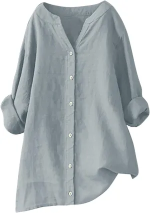 Button Down Blouses Tops Sleeve Down Christmas Fall Jacket Dress Shirts for Women Womens Button Down Blouse Blue