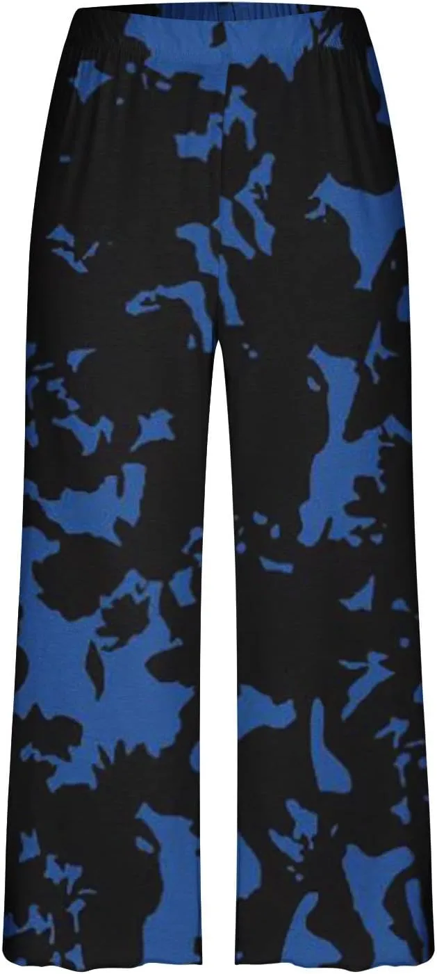 Capris Pajamas for Women Floral Print Summer Short Sleeve Sleepwear Top and Capri Pants Pjs Loungewear Sets with Pockets