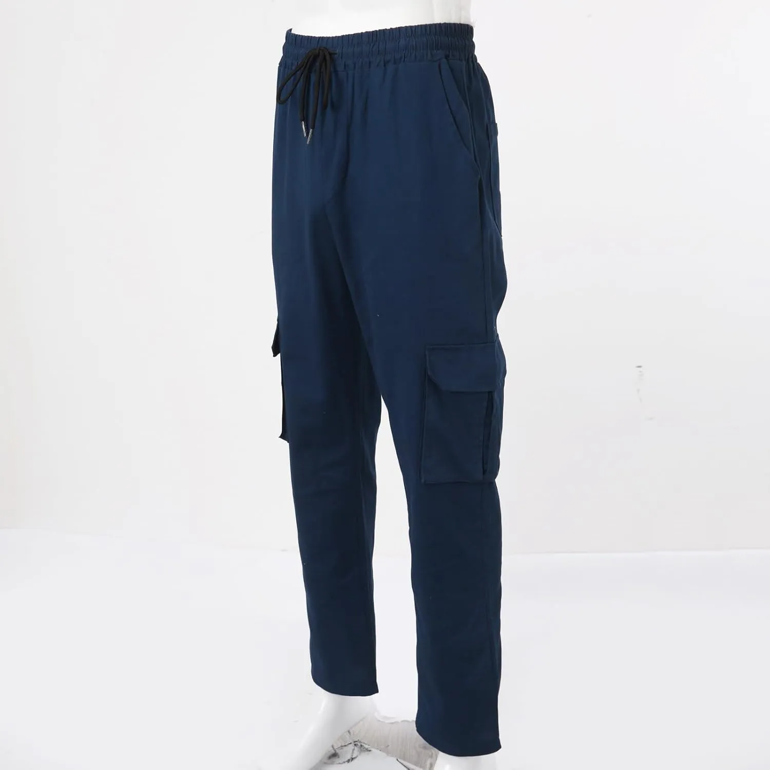 Cargo Pants for Men Baggy Workout Cargo Pants Lightweight Long Sweatpant Men's Drawstring Waist Flap Pocket Workout