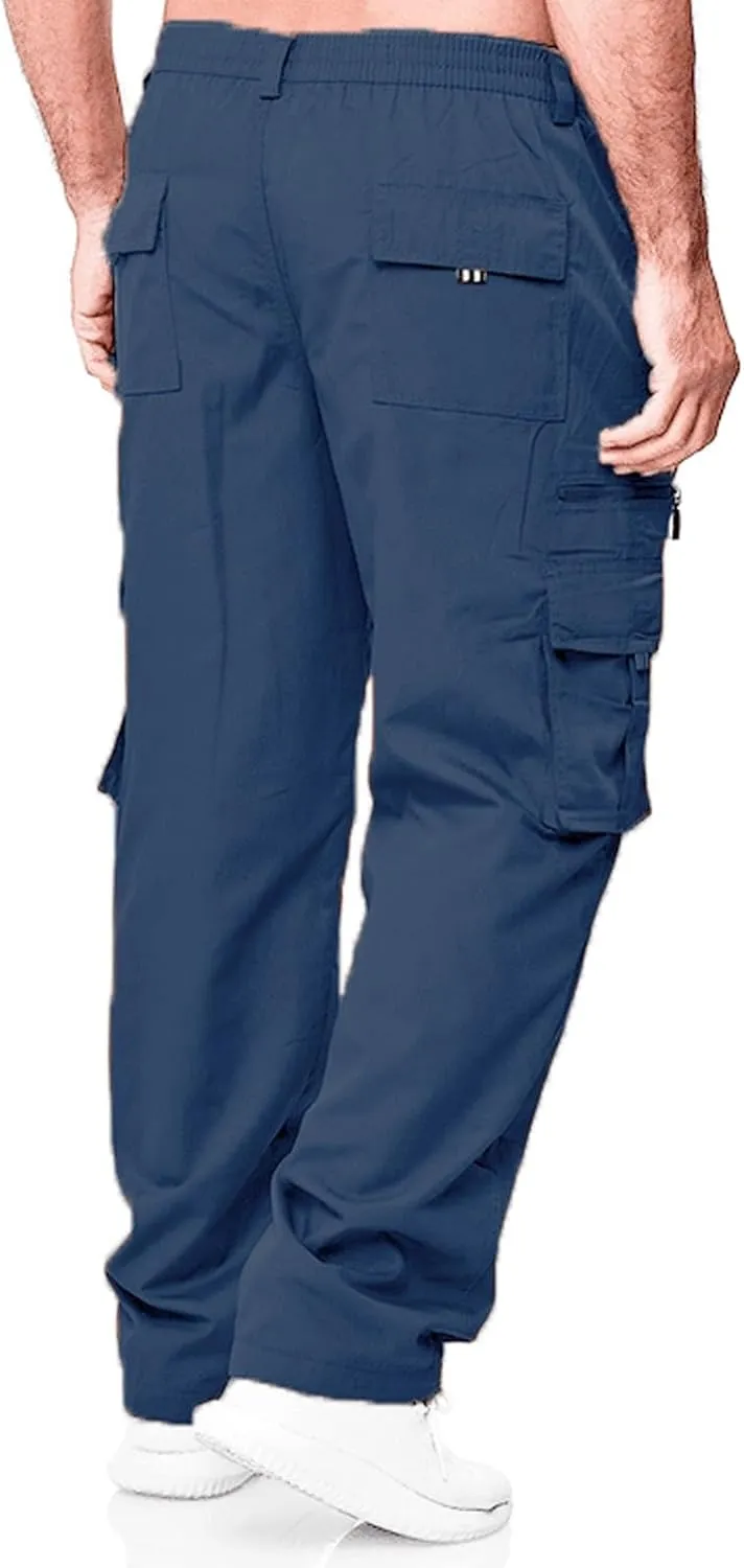 Cargo Pants for Men Relaxed Fit Mens Cargo Pants Heavy Weight Sweatpants Jogging Pocket Sports Elastic Cargo Trousers