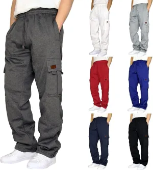 Cargo Pants for Men Relaxed Fit Pockets Men's Graphic Sweatpants Athletic Gym Running Workout Pants Drawstring Jogger