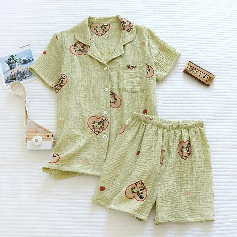 Cartoon Pajamas Short-Sleeved